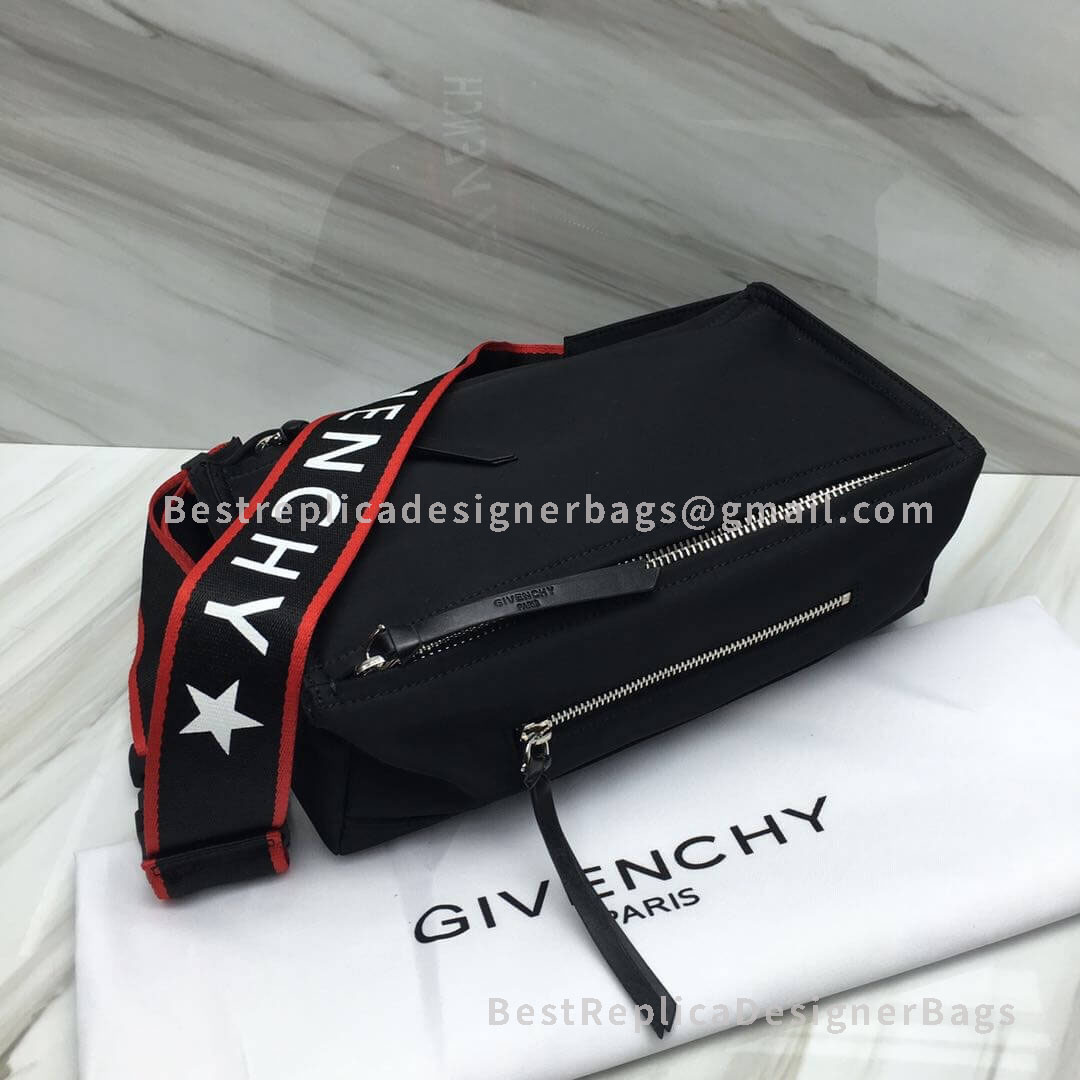 Givenchy Pandora Belt Bag Black In Nylon With Red Edge 4G Strap SHW 29987